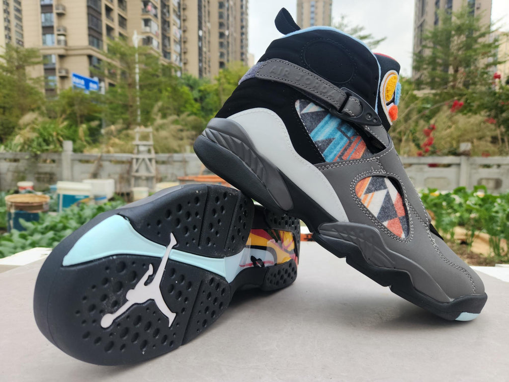 Air Jordan 8 Grey Black & Jade Sneakers