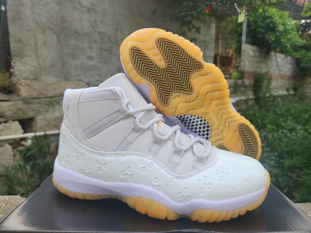 Air Jordan 11 Retro High-Frequency White & Light Yellow Sneakers
