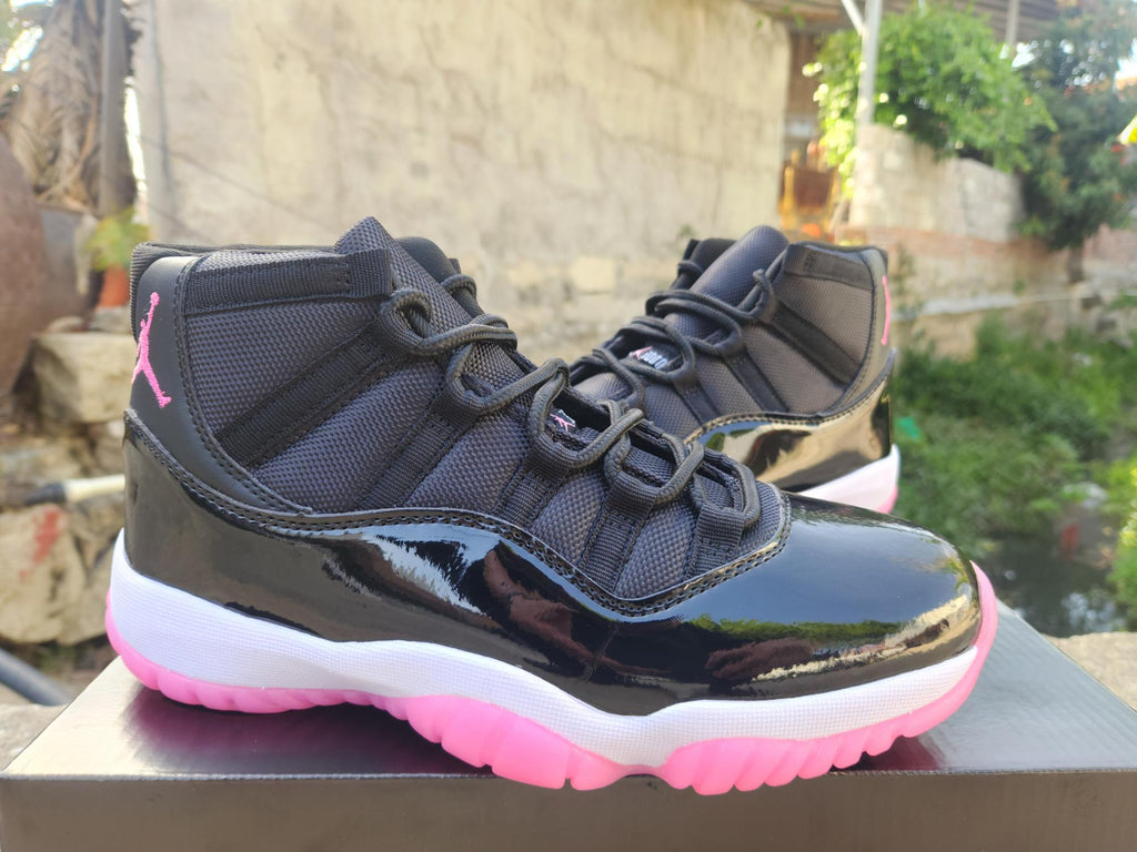 Air Jordan 11 Retro Black & Rose Red Sneakers