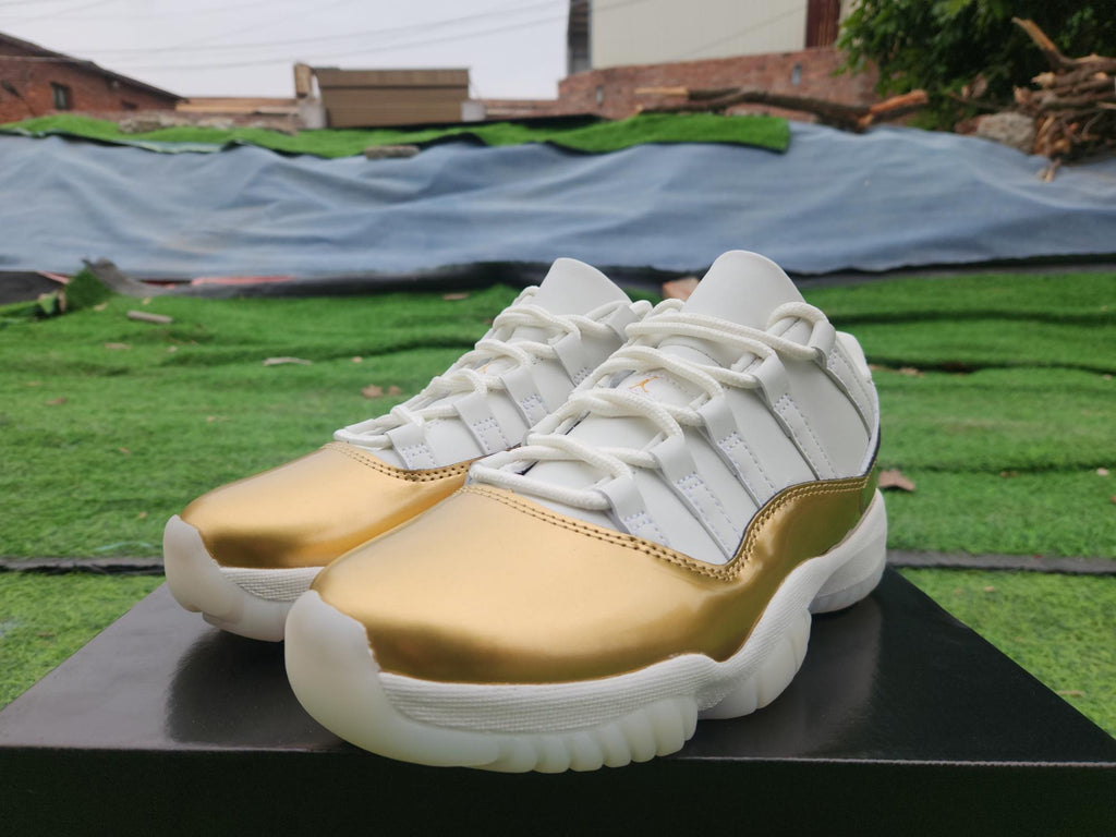 Air Jordan 11 Low White & Gold Sneakers