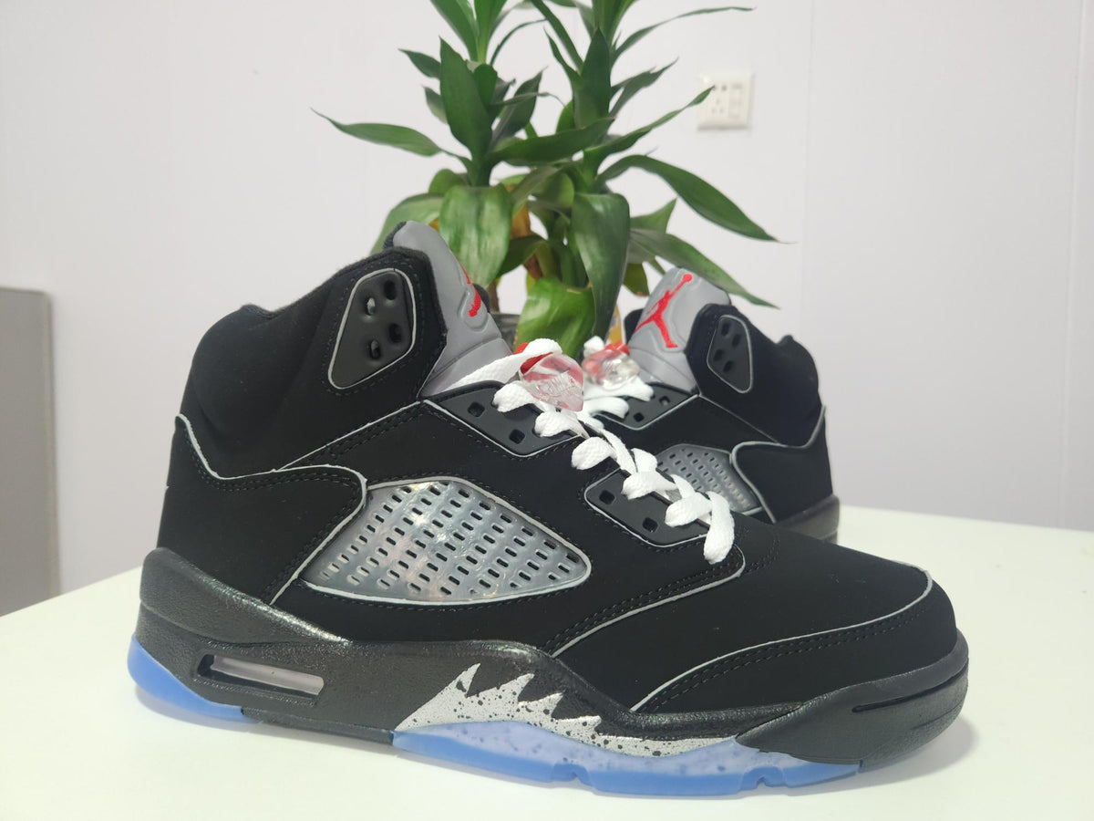 Air Jordan 5 Black & Silver Trim Sneakers