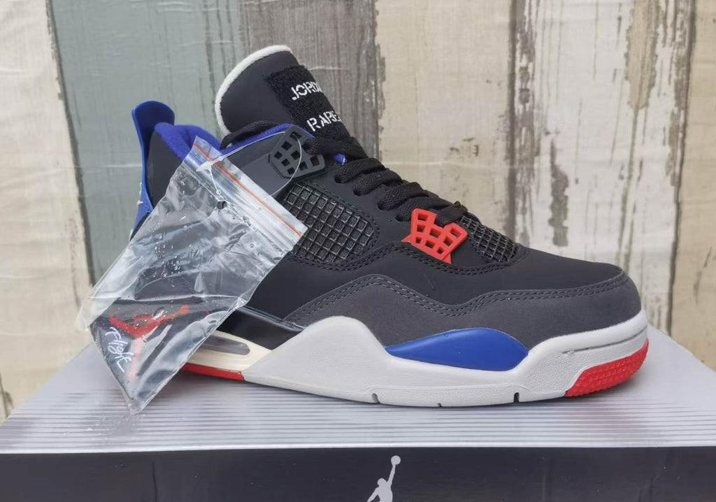 Air Jordan 4 Men's Black Blue & Red Sneakers
