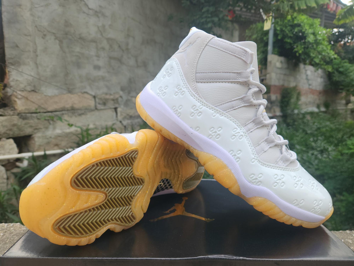 Air Jordan 11 Retro High-Frequency White & Light Yellow Sneakers