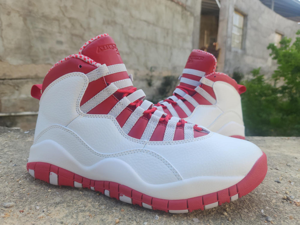 Air Jordan 10 White Grey & Red Sneakers