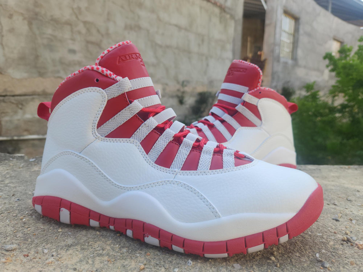 Air Jordan 10 White Grey & Red Sneakers