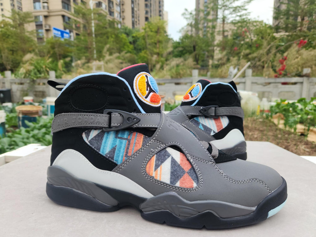 Air Jordan 8 Grey Black & Jade Sneakers