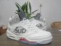 Air Jordan 5 White & Red Collaboration Sneakers