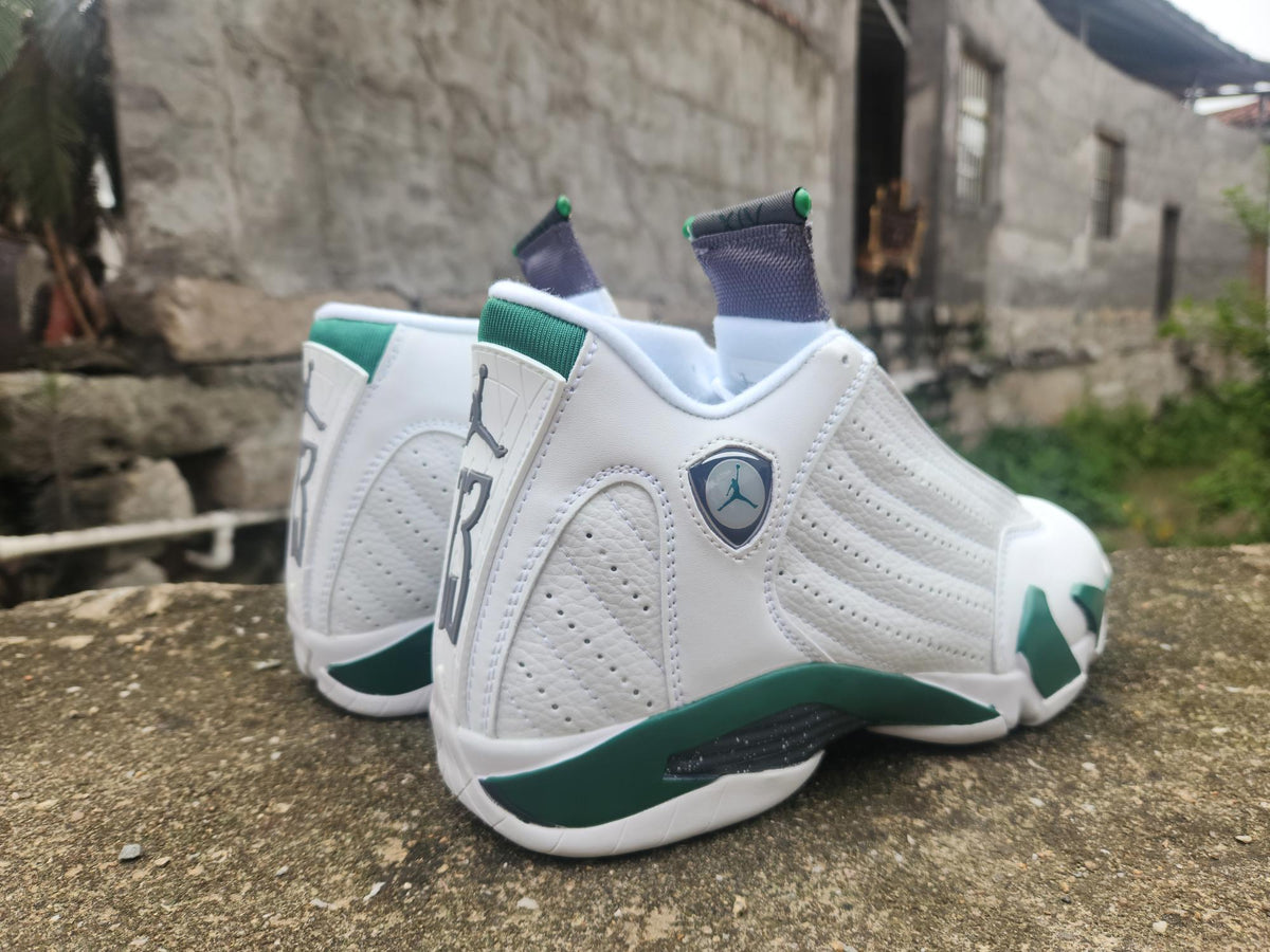 Air Jordan 14 White & Green Sneakers