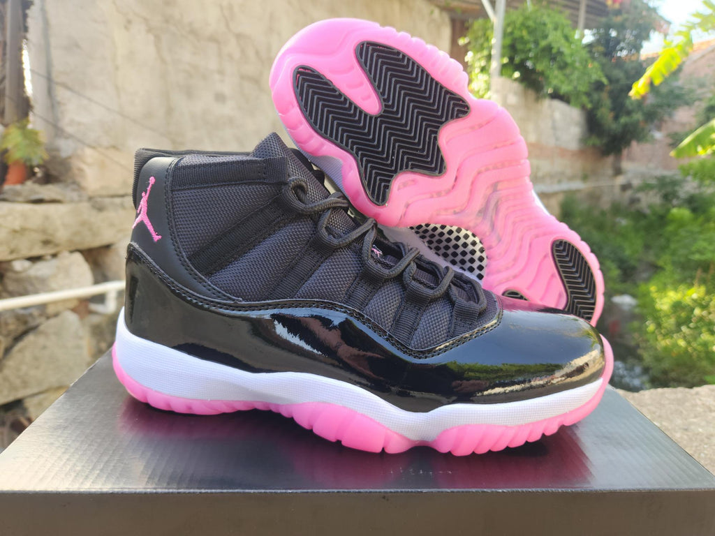 Air Jordan 11 Retro Black & Rose Red Sneakers