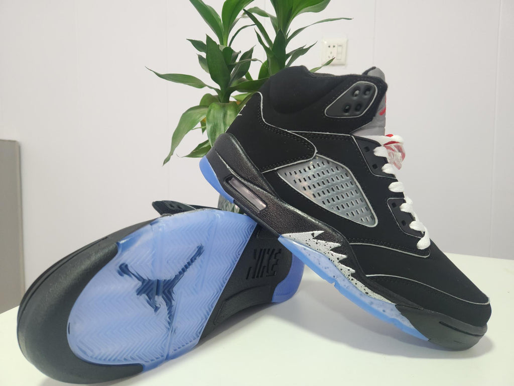 Air Jordan 5 Black & Silver Trim Sneakers