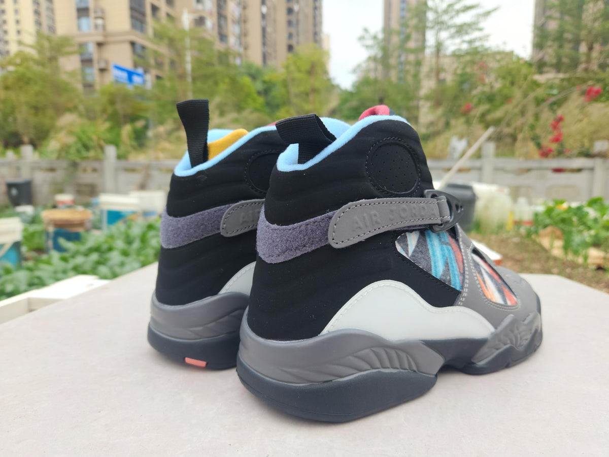 Air Jordan 8 Grey Black & Jade Sneakers