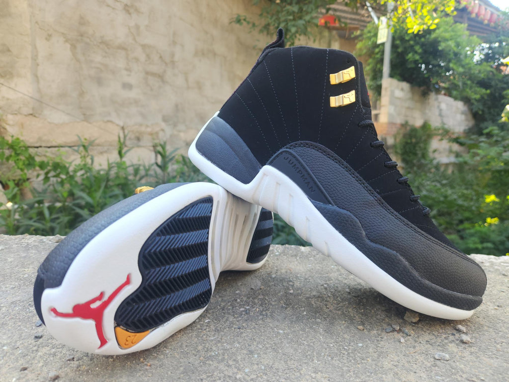 Air Jordan 12 Retro Black, White & Gold Sneakers