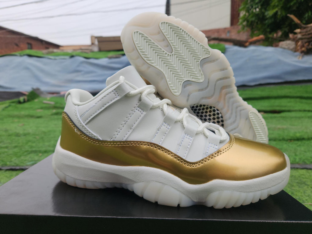 Air Jordan 11 Low White & Gold Sneakers