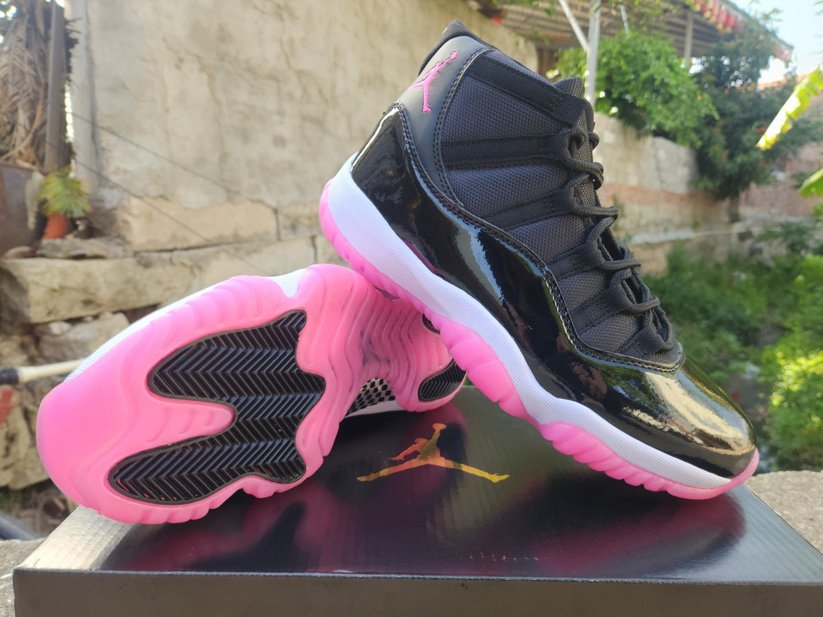 Air Jordan 11 Retro Black & Rose Red Sneakers