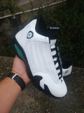 Air Jordan 14 Retro White, Black & Green Sneakers
