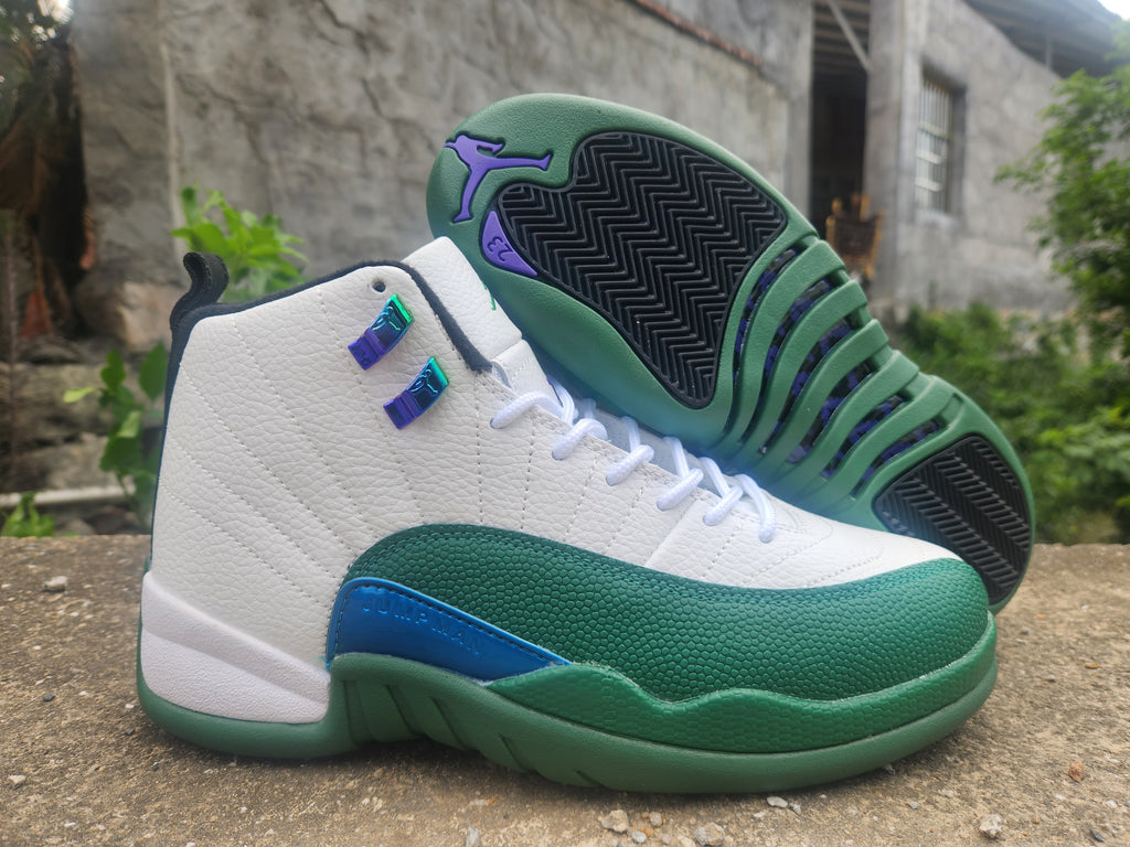 Air Jordan 12 White & Green Sneakers