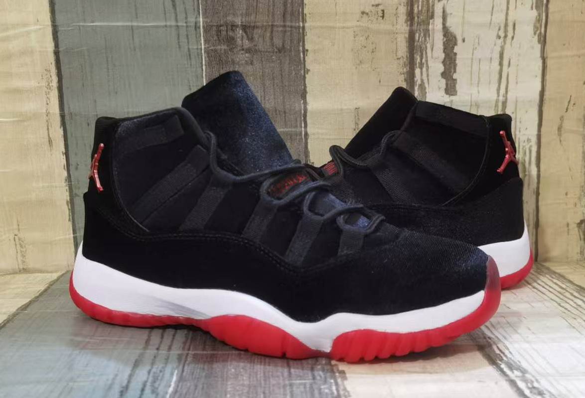 Air Jordan 11 Black & Red Velvet Sneakers