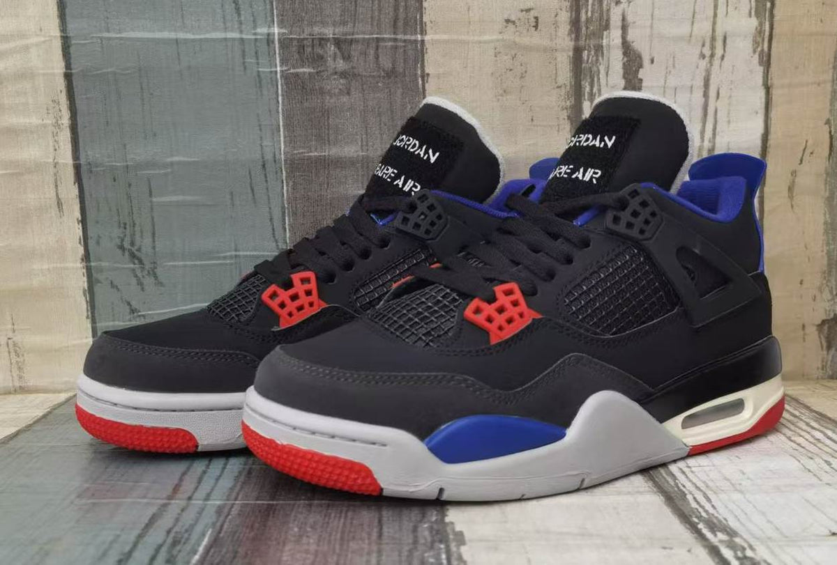 Air Jordan 4 Men's Black Blue & Red Sneakers
