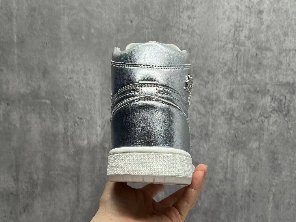 Air Jordan 1 Metallic Silver Sneakers