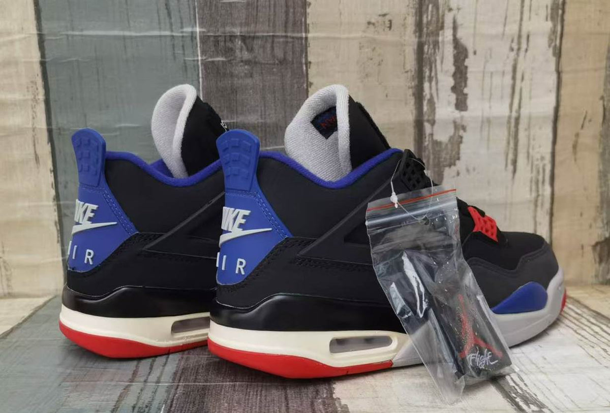 Air Jordan 4 Men's Black Blue & Red Sneakers