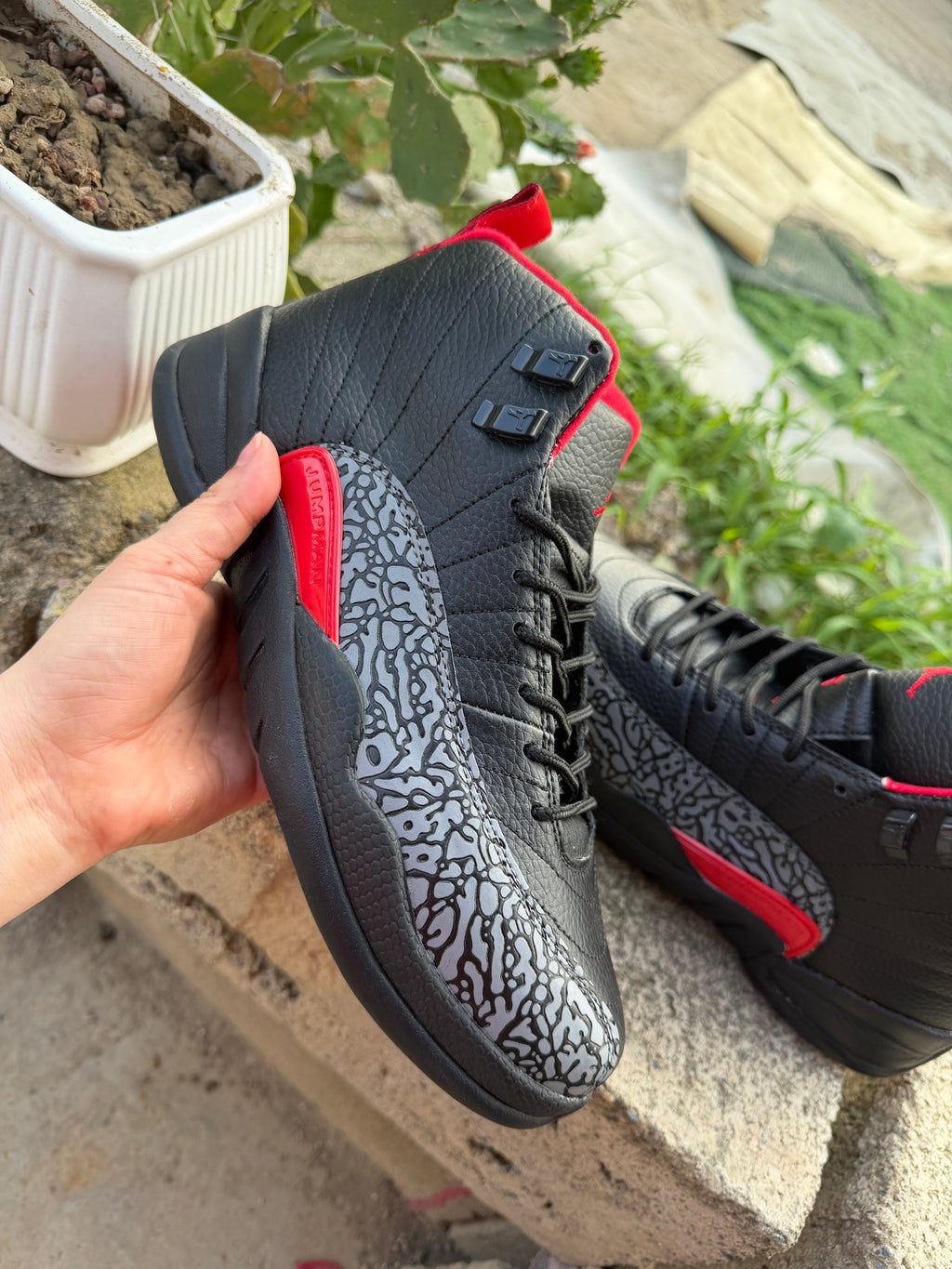 Air Jordan 12 Black Pattern Sneakers