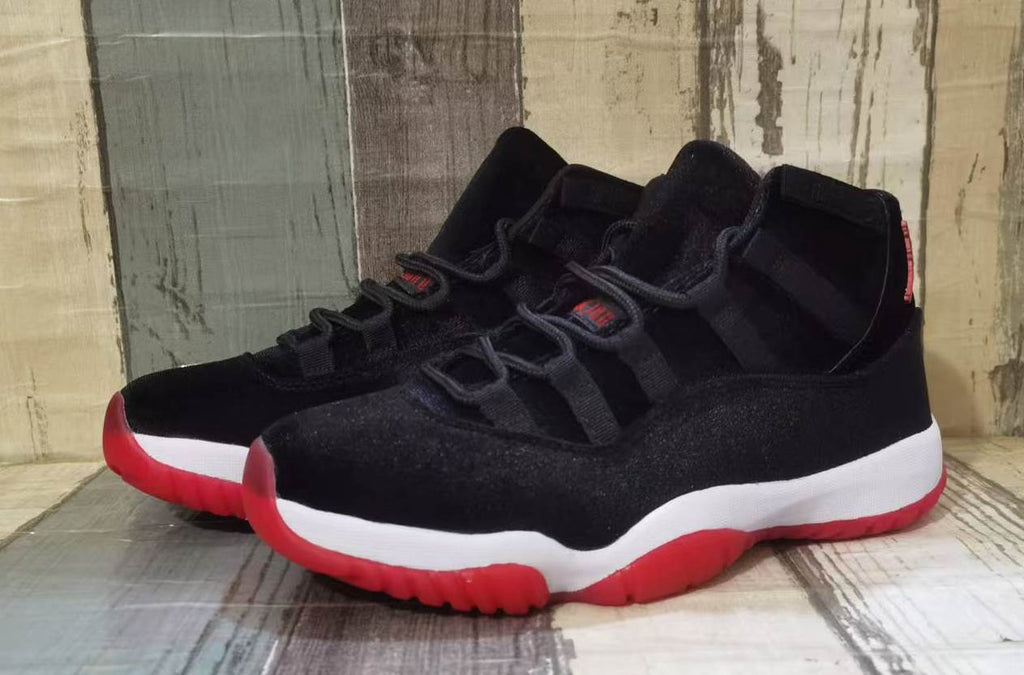 Air Jordan 11 Black & Red Velvet Sneakers