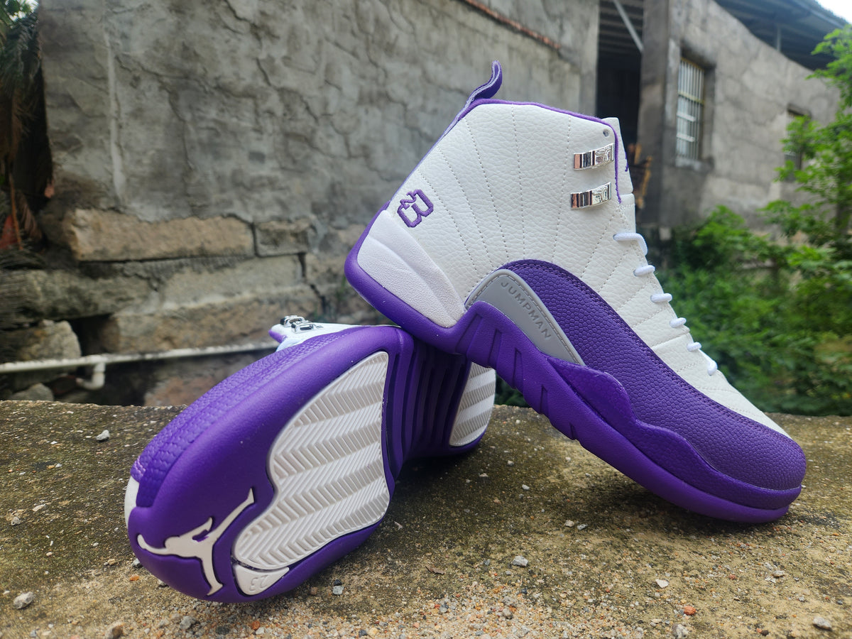 Air Jordan 12 White & Purple Sneakers