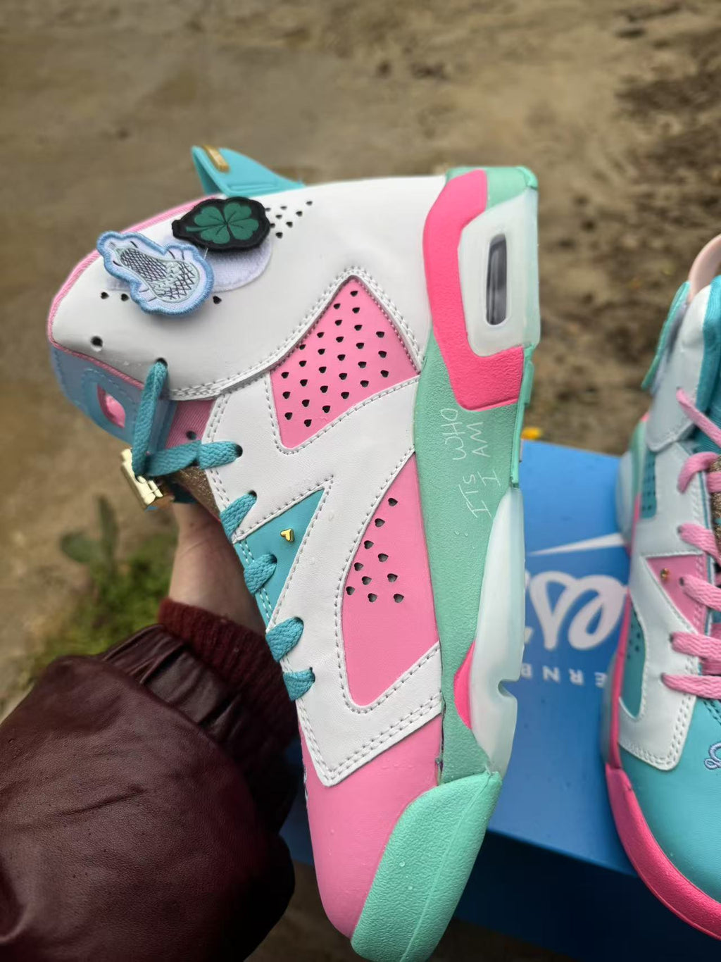 Air Jordan 6 Retro Blue & Pink Sneakers