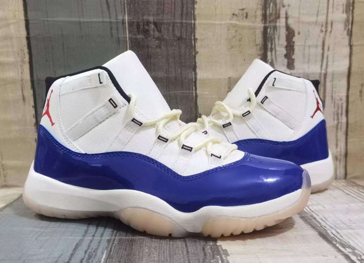 Air Jordan 11 Retro White, Blue & Red Sneakers
