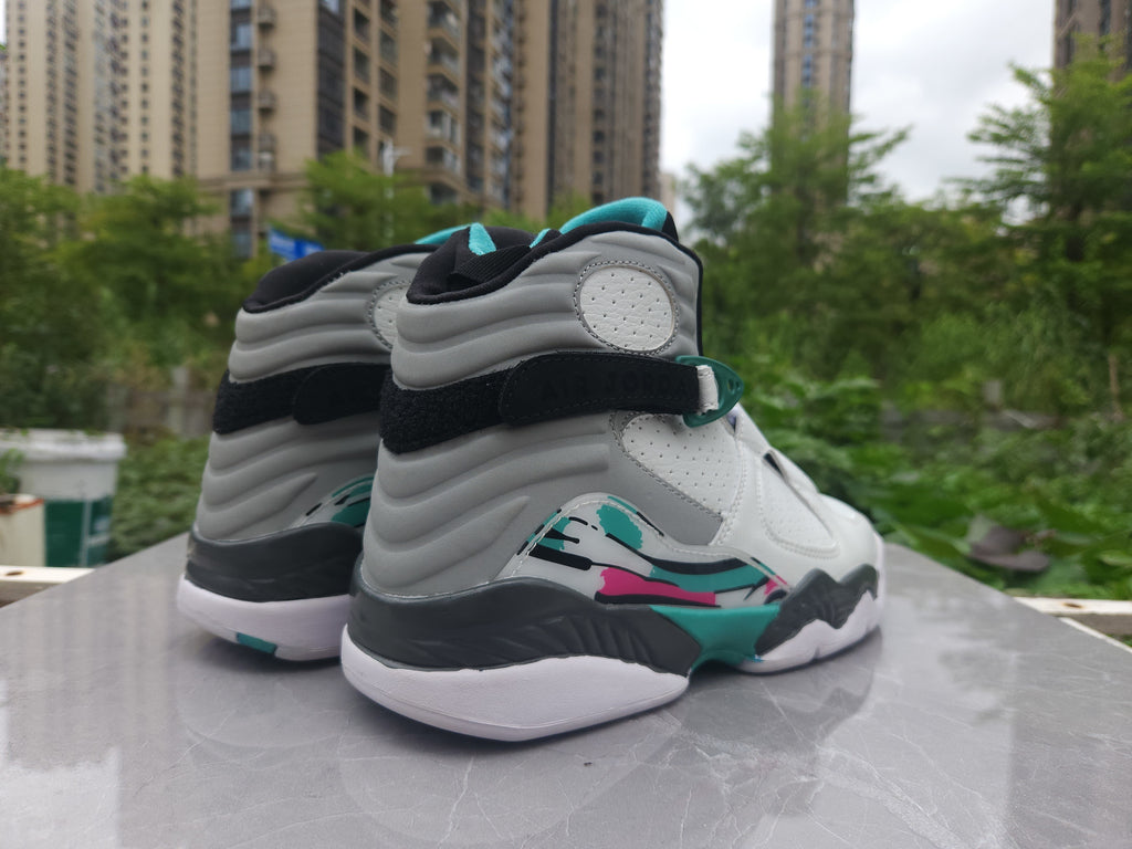 Air Jordan 8 Retro White Grey & Green Sneakers