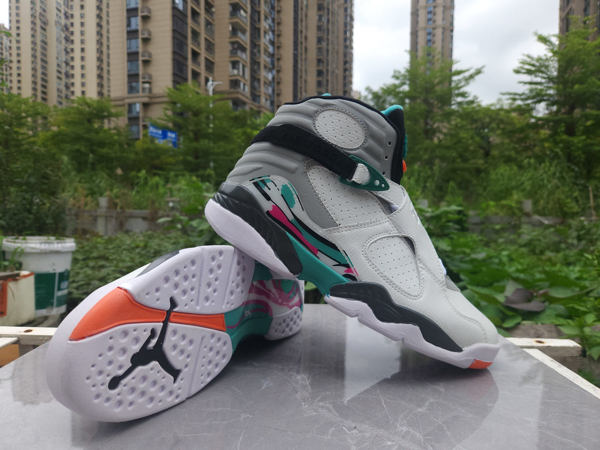 Air Jordan 8 Retro White Grey & Green Sneakers
