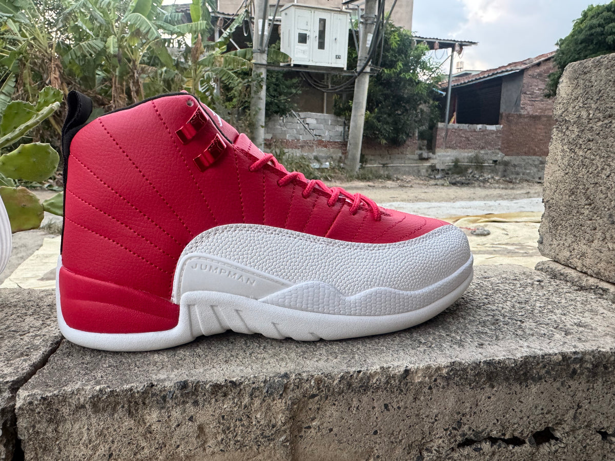 Air Jordan 12 Retro White & Red Sneakers