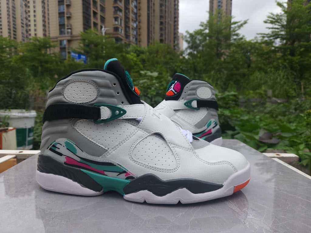 Air Jordan 8 Retro White Grey & Green Sneakers