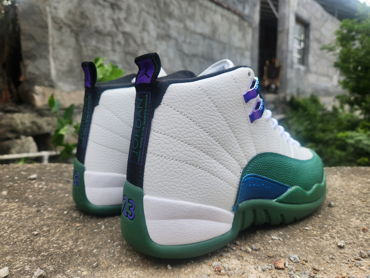 Air Jordan 12 White & Green Sneakers